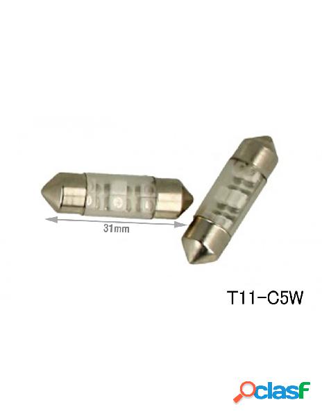 Carall - coppia 2 lampade led t11 c5w siluro 31mm con 6 smd