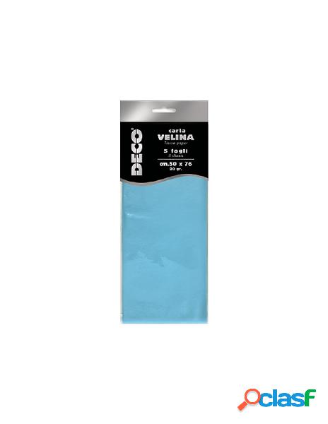 Carta velina 20 gr. busta 5 fg. cm.50x76 azzurro