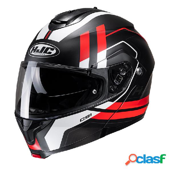Casco moto modulare Hjc C91 OCTO Rosso Nero Bianco