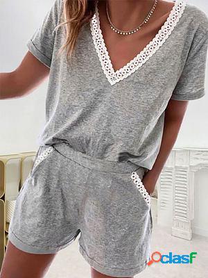 Casual Lace Loose Two Piece Suit