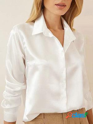 Casual Loose Solid Color Long-sleeved Blouse