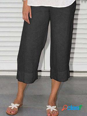 Casual Solid Color Loose Ninth Pants
