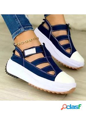 Casual Solid Color Platform Hollow Shoes