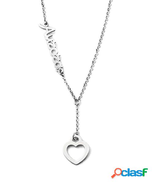 Collana con nome personalizzabile e cuore (mod. AG2PE37)