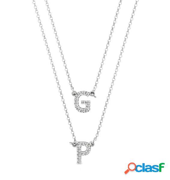 Collana doppia con iniziali zirconate (mod. AG3PE69)