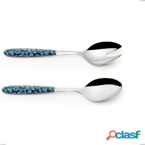 Coppia insalata vero flowers, acciaio 18.0 nickel free,