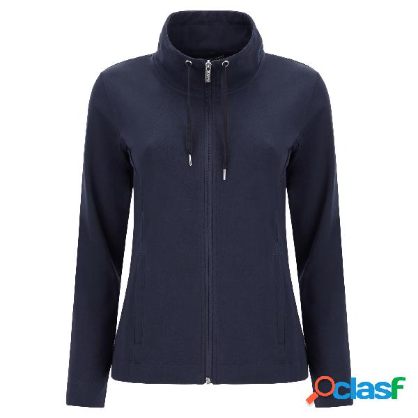 Felpa full zip collo alto ampio con coulisse