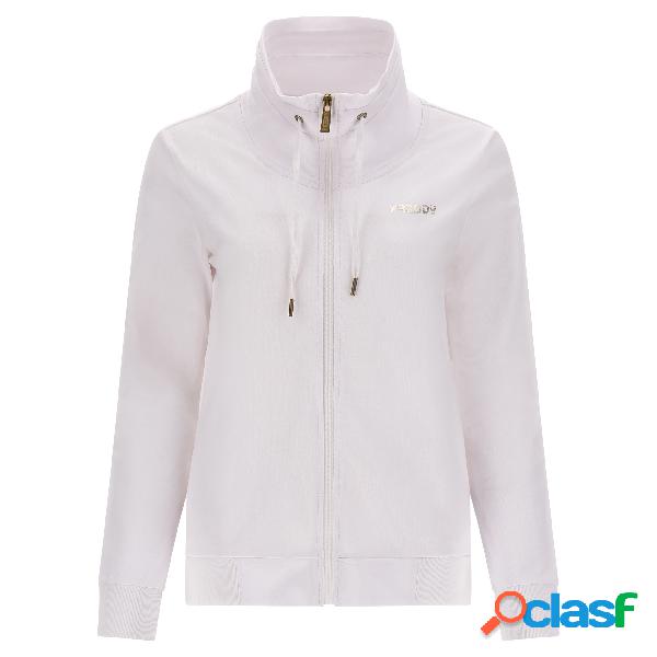 Felpa leggera full zip in french terry collo alto e coulisse
