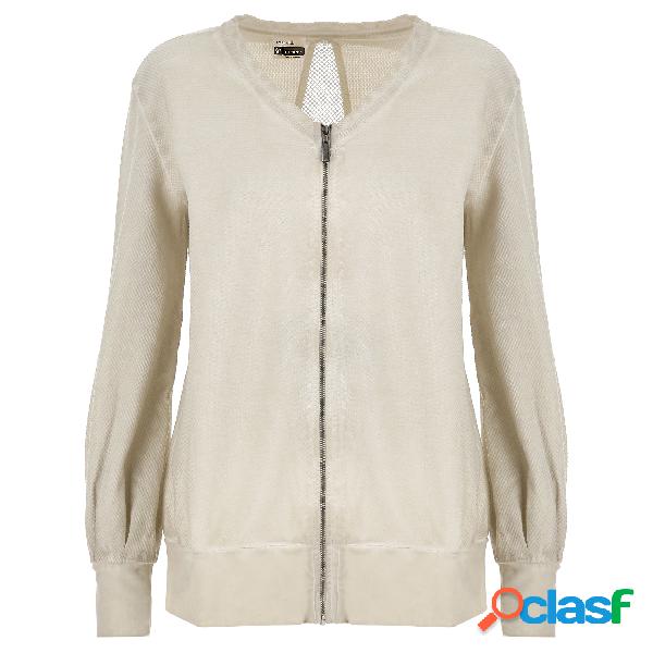 Felpa zip collo a V fabric dyed