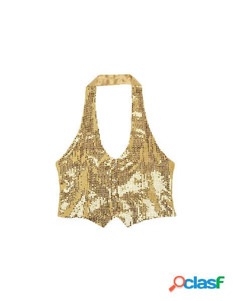 Gilet in paillettes oro da donna