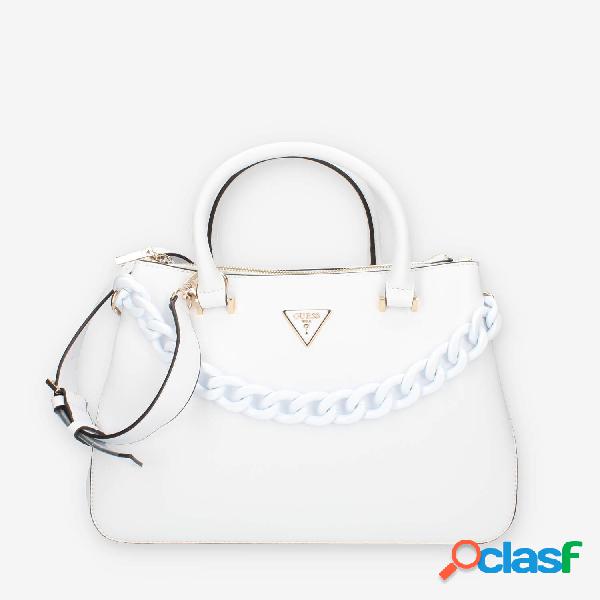 Guess Corina Borsa a mano a 3 scomparti bianca