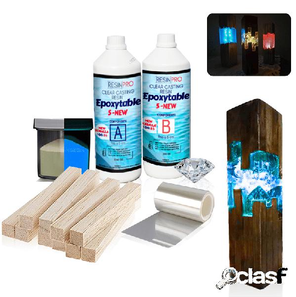 Kit Completo per Lampada in Legno e Resina con Pigmenti