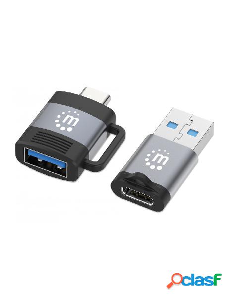 Manhattan - set 2 adattatori usb-c&trade a usb-a & usb-a a