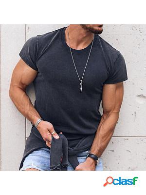 Men's Casual Basics Round Neck Cotton Short Sleeve T-Shirt