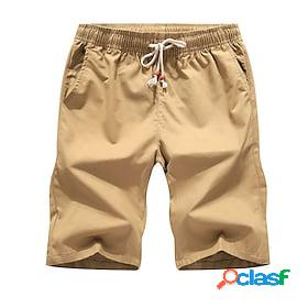 Mens Casual Shorts Plain Pocket Drawstring Elastic Waist