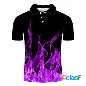 Mens Golf Shirt Tennis Shirt Geometric 3D Print Collar