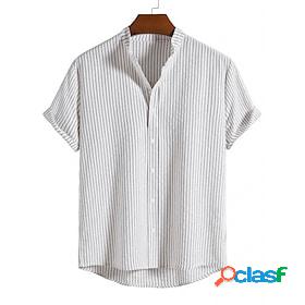 Mens Linen Shirt Summer Shirt Casual Shirt Beach Shirt Black