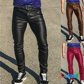 Mens Skinny Trousers Casual Pants Solid Color Full Length