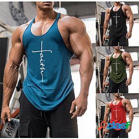 Mens Tank Top Vest Undershirt Crew Neck Letter Green / Black