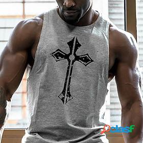 Mens Tank Top Vest Undershirt Crew Neck Symbol White Black