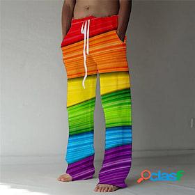 Mens Trousers Summer Pants Beach Pants Rainbow Graphic