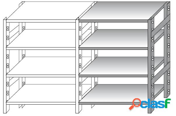 Modulo continuativo scaffalatura in acciaio inox con piani