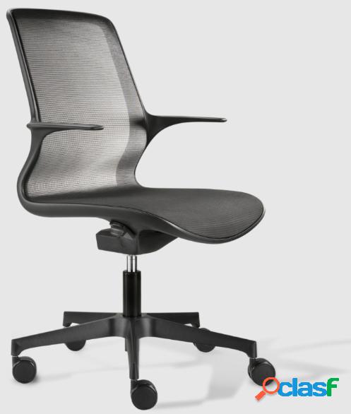 Poltroncina ergonomica con schienale e sedile in rete nera,