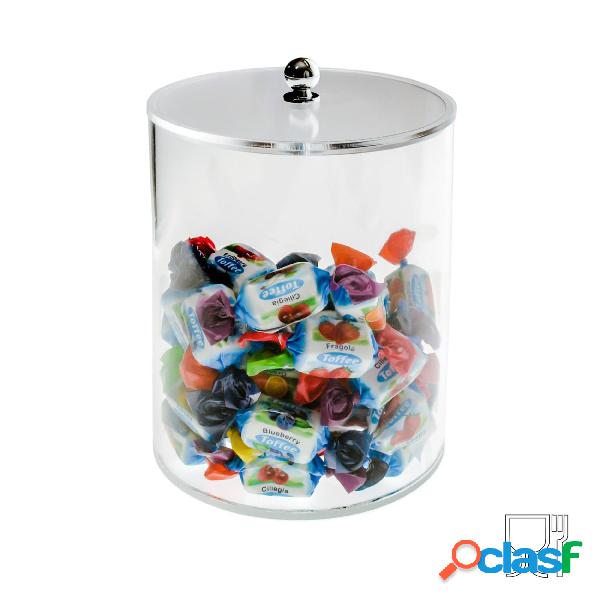 Porta caramelle circolare in plexiglas per caramelle