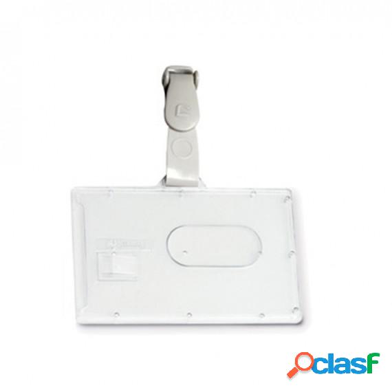 Portabadge rigido Pocket - clip in plastica - 5,3 x 8,5 cm -