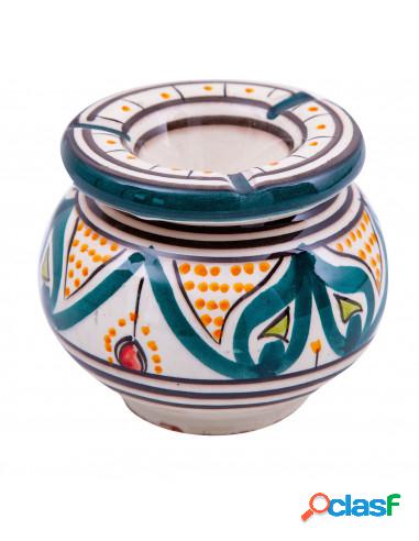 Posacenere antiodore e antivento in ceramica decorato a mano