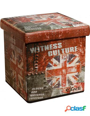 Pouf contenitore richiudibile in ecopelle UK