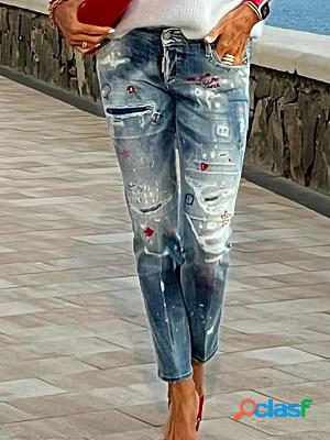 Printed Fashion Patchwork Jeans