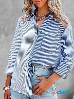 Striped Long Sleeve Women's Casual Blouses