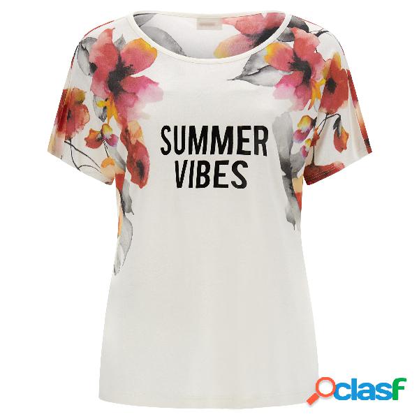 T-shirt comfort in jersey modal spalle con stampa floreale