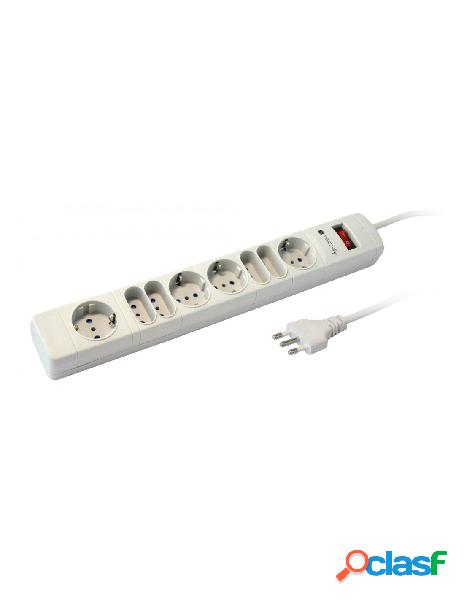 Techly - multipresa 8 posti italiana 10a / schuko grigio