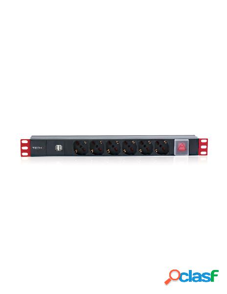 Techly professional - multipresa 6 posti da rack 19 con