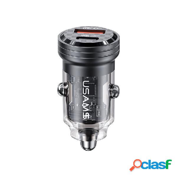 USAMS C35 45W A + C Mini caricabatteria da auto trasparente