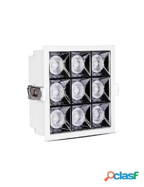 V-tac - faretto led da incasso quadrato 9x4w freddo 5700k