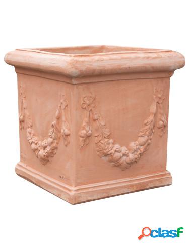 Vaso cubo festonato in Terracotta 100% Made in Italy