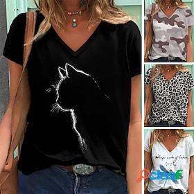 Women's T shirt Tee Camo Leopard Casual Weekend Painting