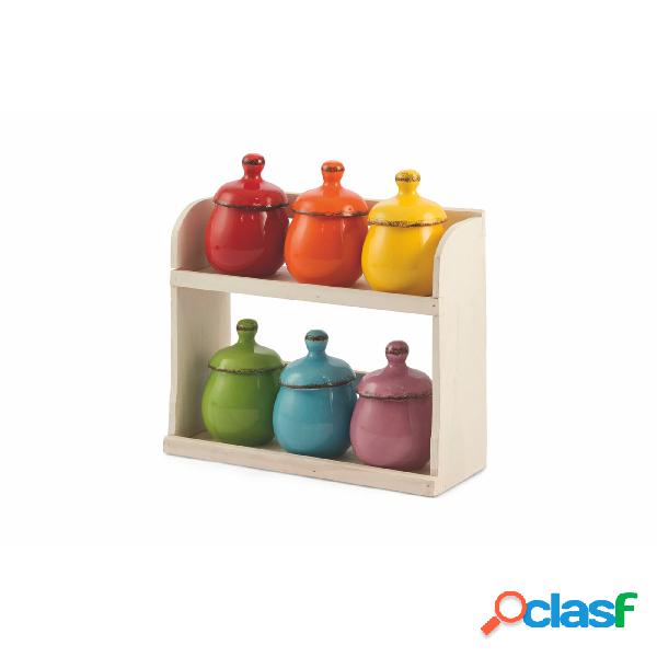 set 6 PORTA SPEZIE Baita in Ceramica Multicolor, dimensioni